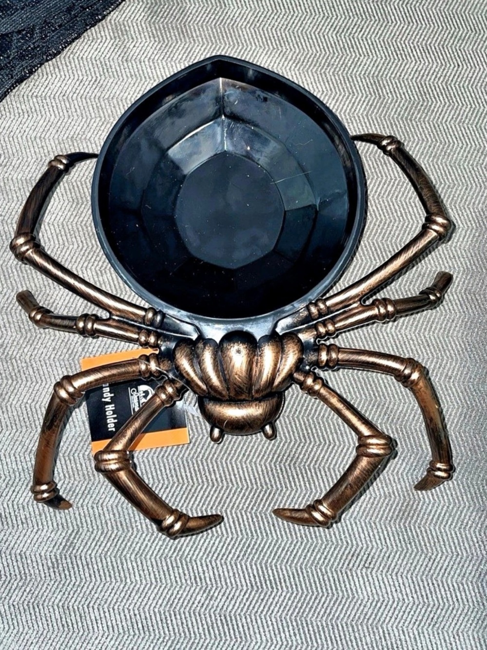 Spider-Shaped Decorative Bowl in Black & Bronze Plastic
